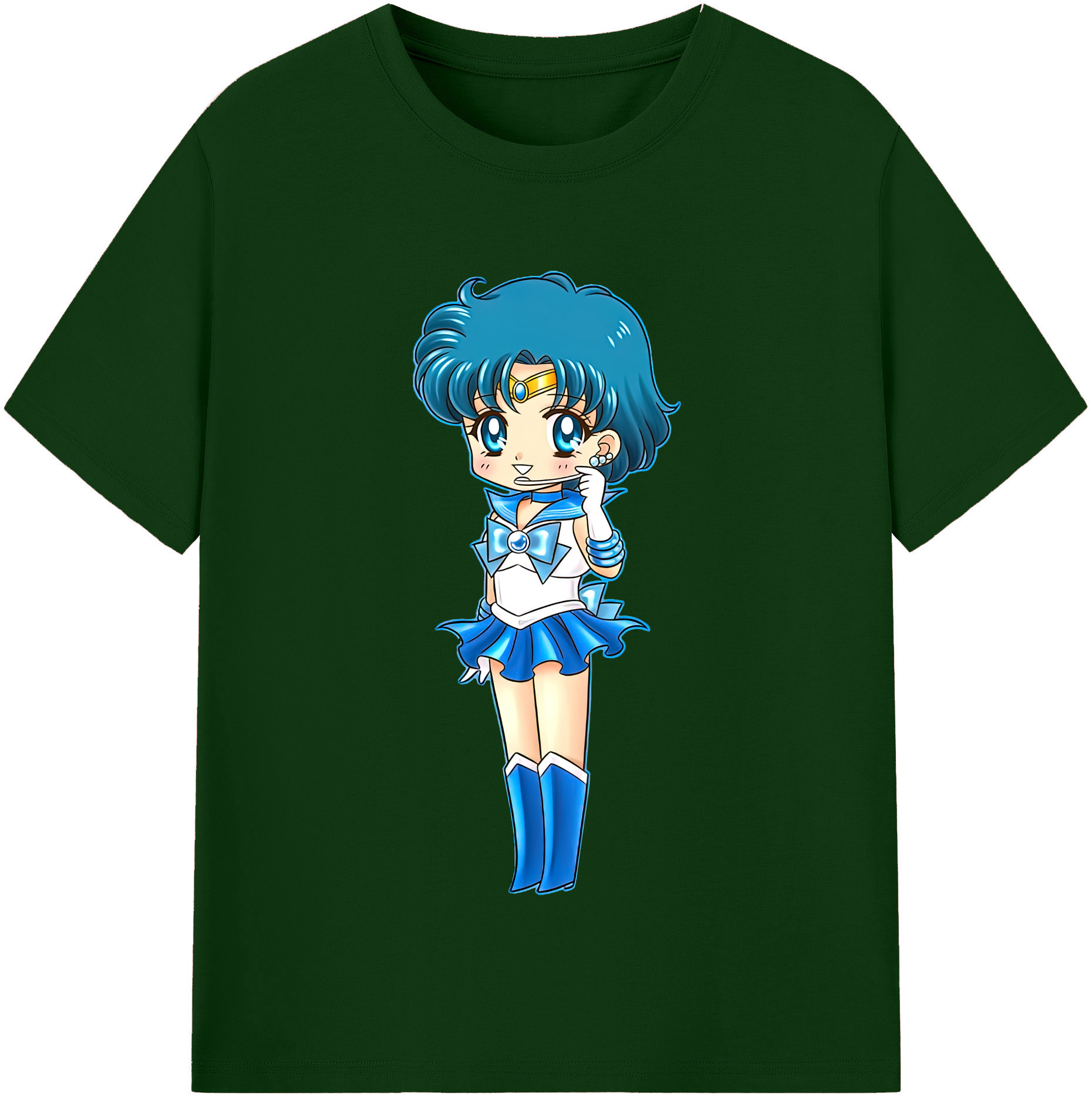 （画像用） 美少女戦士セーラームーン 水野 亜美 みずの あみ Sailor Moon Mizuno Ami 綿100％半袖Tシャツ（フロントプリント）